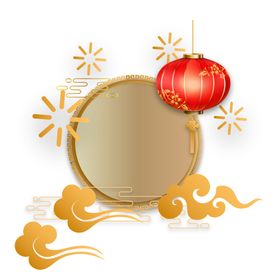 新年海报背景元素PNG素材卷轴免扣节日过