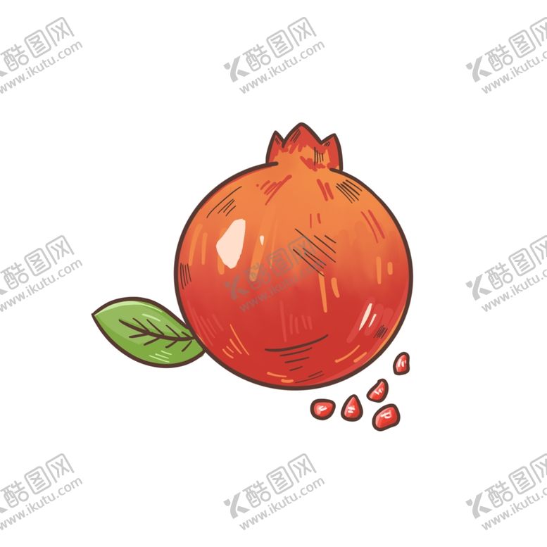 编号：12877512050005152004【酷图网】源文件下载-手绘卡通石榴水果植物