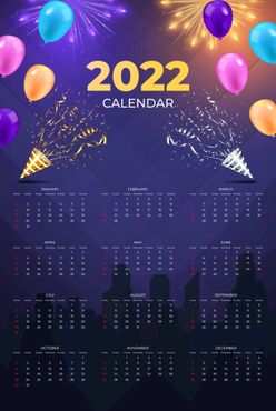 平面 2022 日历模板矢量