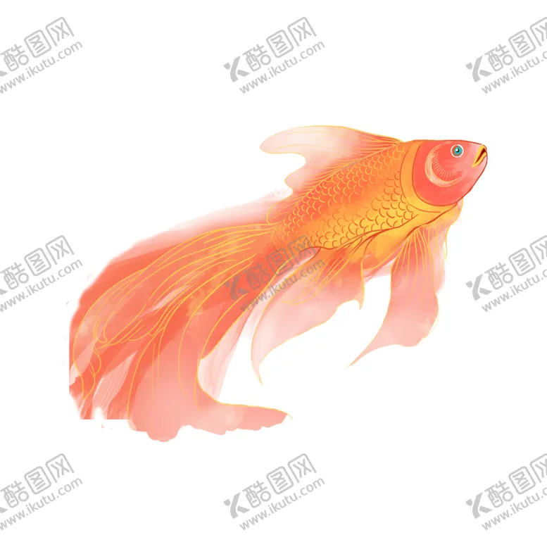 编号：41822006270951348289【酷图网】源文件下载-金鱼锦鲤复古插画卡通海报素材