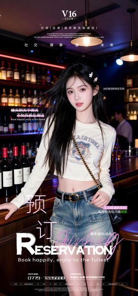 早场预订酒吧夜店邀约美女喝酒海报