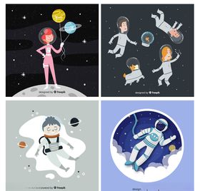 创意宇航员和星球气球宇宙