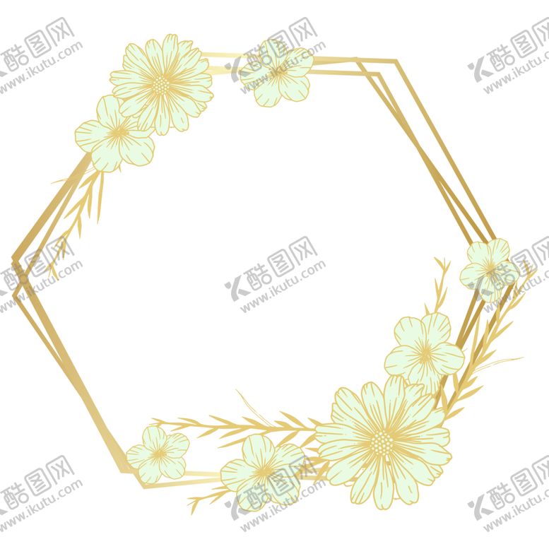 编号：45253901241345039653【酷图网】源文件下载-金色边框植物花环