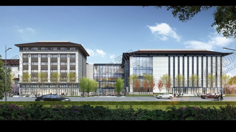 编号：25158310110039305039【酷图网】源文件下载-酒店玻璃幕墙建筑景观效果图