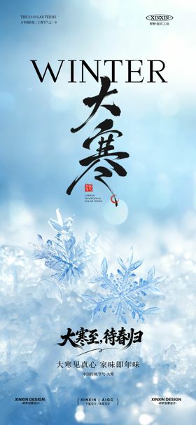 大寒节气雪花海报