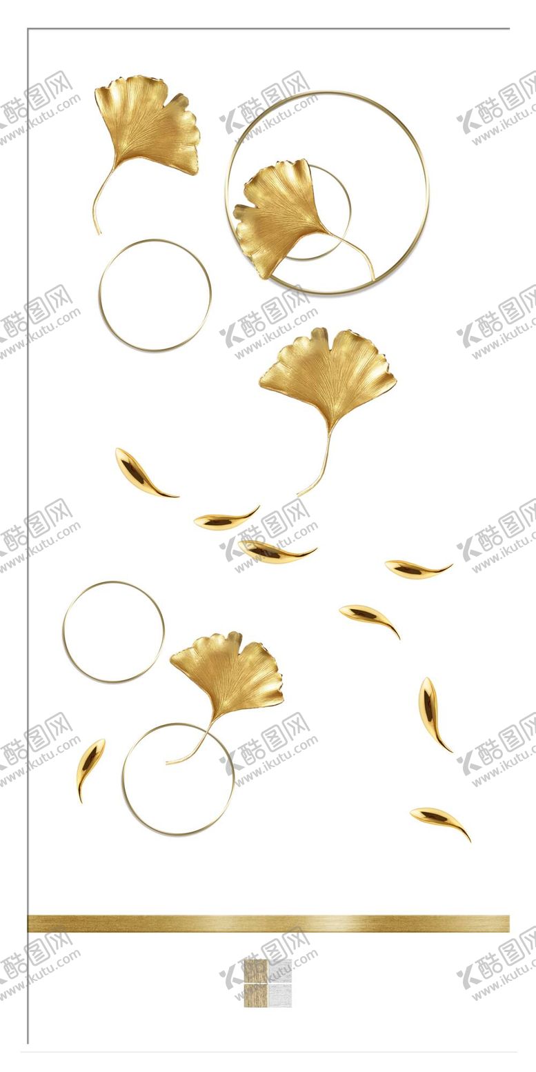 编号：57308110030245487950【酷图网】源文件下载-抽象银杏叶九鱼图几何图形装饰画