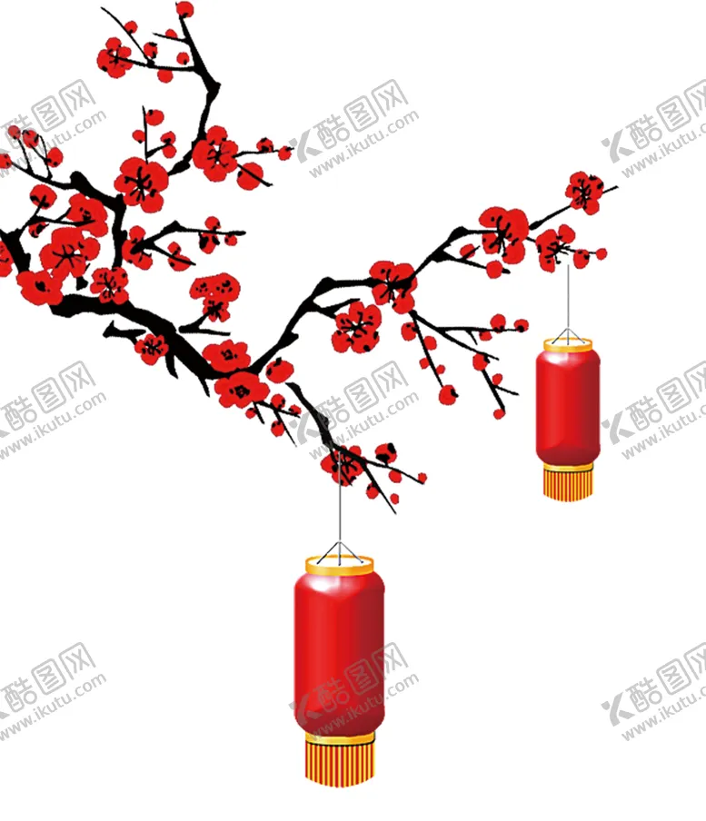 编号：95270504271703584155【酷图网】源文件下载-中国风灯笼梅花元素PNG