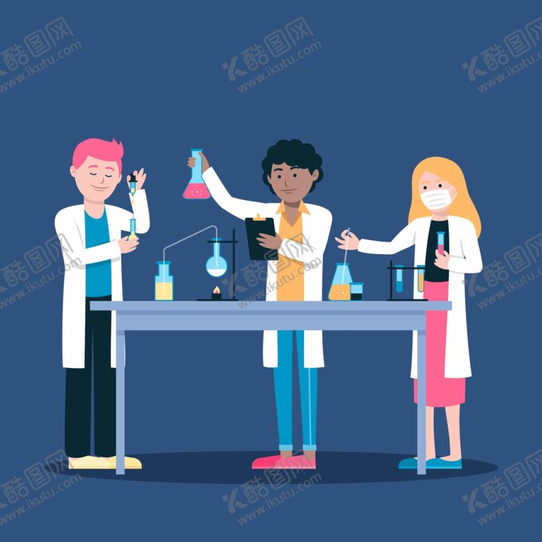 编号：99577009220544335908【酷图网】源文件下载-科学家化学实验矢量插画