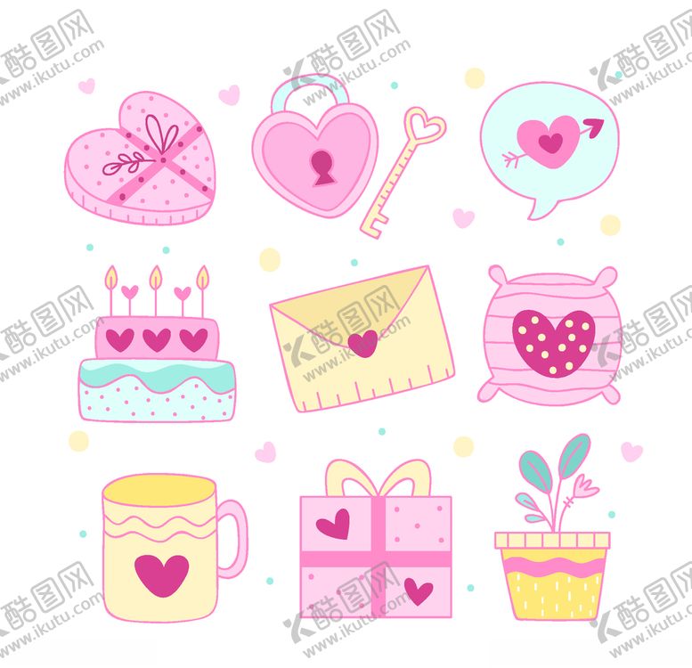 编号：70058210060310393517【酷图网】源文件下载-浪漫情人节元素