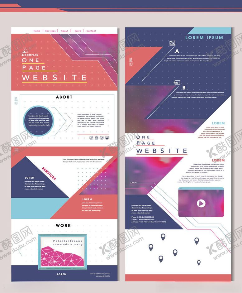 编号：92393904040209426706【酷图网】源文件下载-多彩几何风格网页设计模板