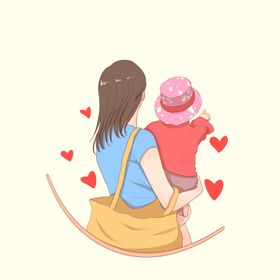 妈妈抱女儿