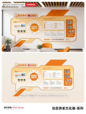 橙白睦邻养老暖心服务文化墙