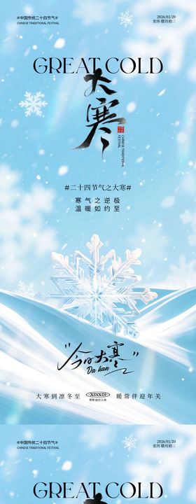 地产大寒雪花节气海报