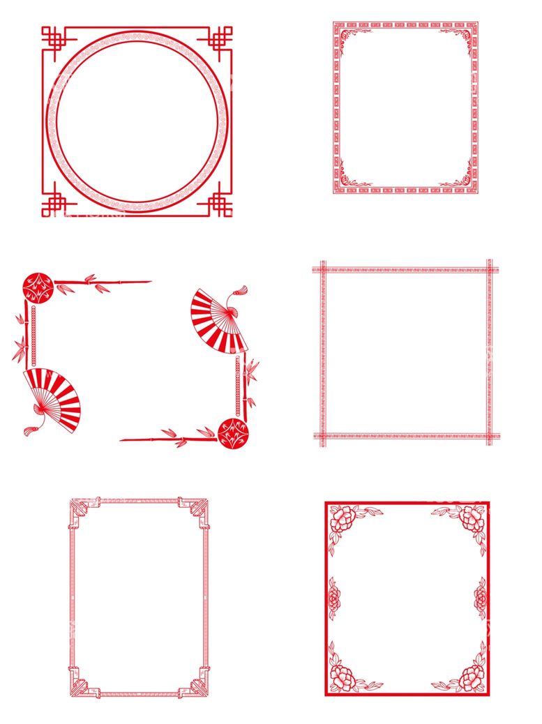 编号：78230911261423322011【酷图网】源文件下载-中国风红色春节剪纸边框素材