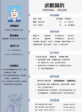 市场推广专员个人简历模板