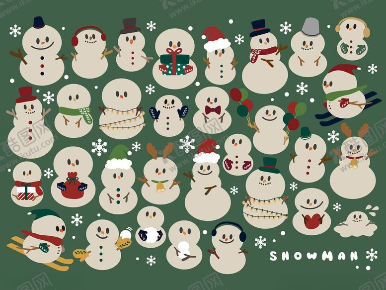 编号：56605909302024125049【酷图网】源文件下载-圣诞雪人插画图案集合