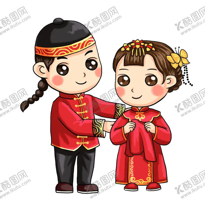 编号：26585104161828358179【酷图网】源文件下载-卡通新郎新娘PNG免扣素材