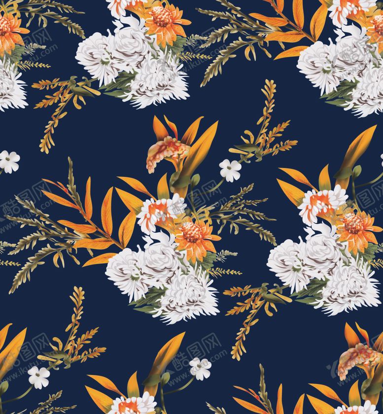 编号：95959510291455251465【酷图网】源文件下载-手绘菊花碎花