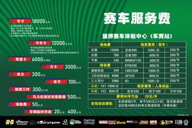赛车服务费用明细表