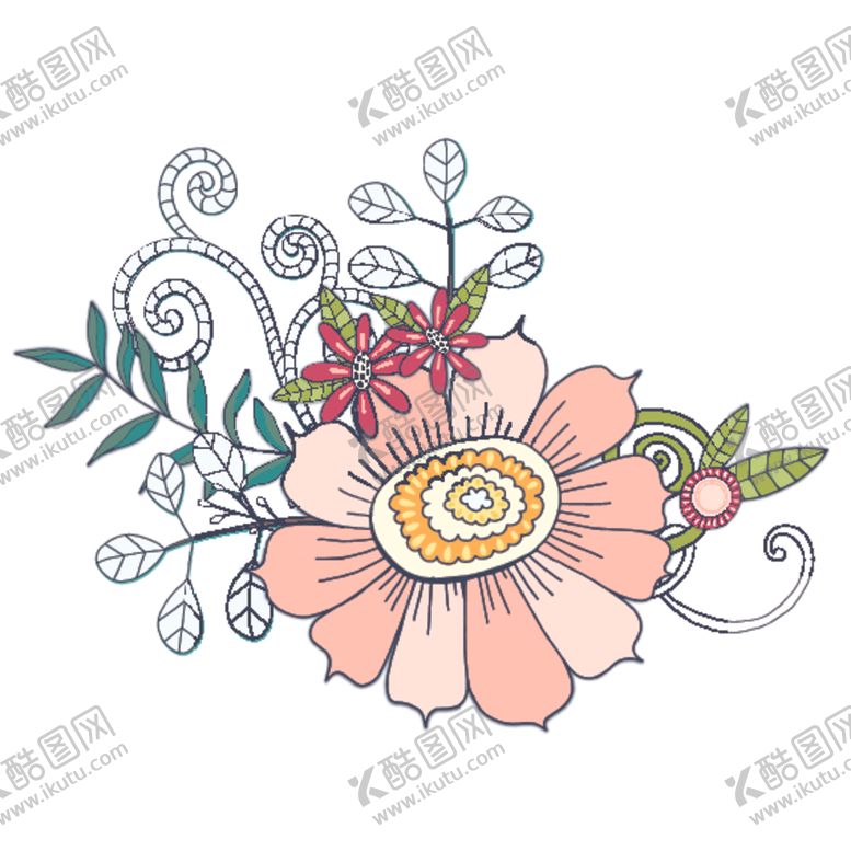 编号：52338310020320312783【酷图网】源文件下载-小清新花朵植物插画