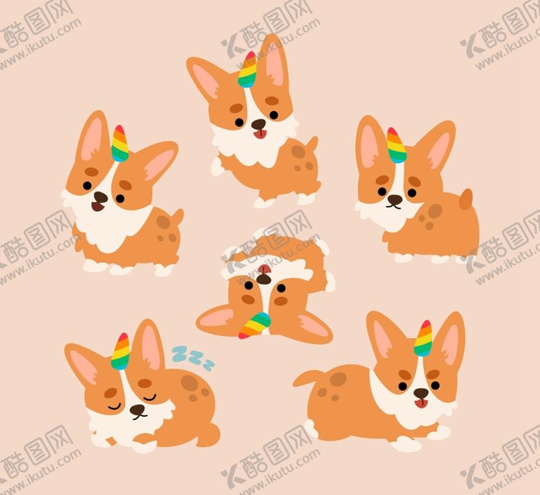 编号：96825009140330342859【酷图网】源文件下载-可爱独角柯基犬
