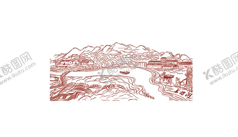 美酒河茅台镇线条图高粱