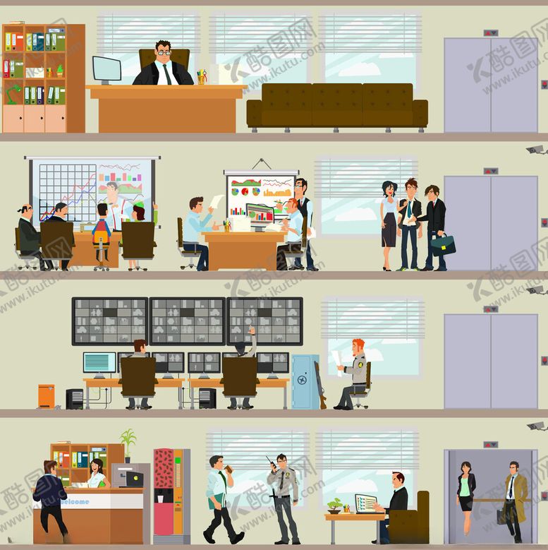 编号：11950811181359206823【酷图网】源文件下载-办公室日常场景插画