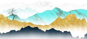 轻奢金箔山水装饰画