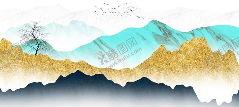 编号：37051109231511208897【酷图网】源文件下载-轻奢金箔山水装饰画