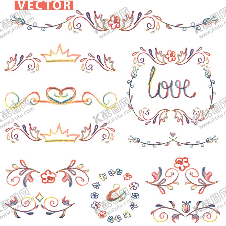 编号：15957010080031133573【酷图网】源文件下载-小清新水彩涂鸦装饰图案