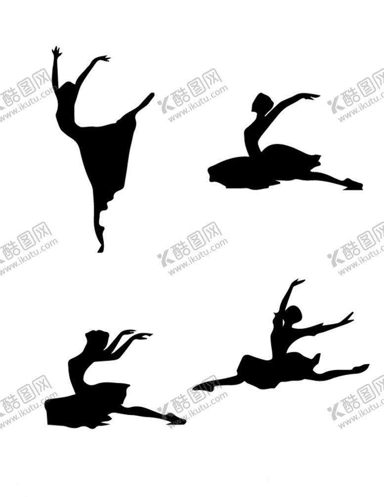 编号：95596009161254531061【酷图网】源文件下载-芭蕾卡通动作剪影
