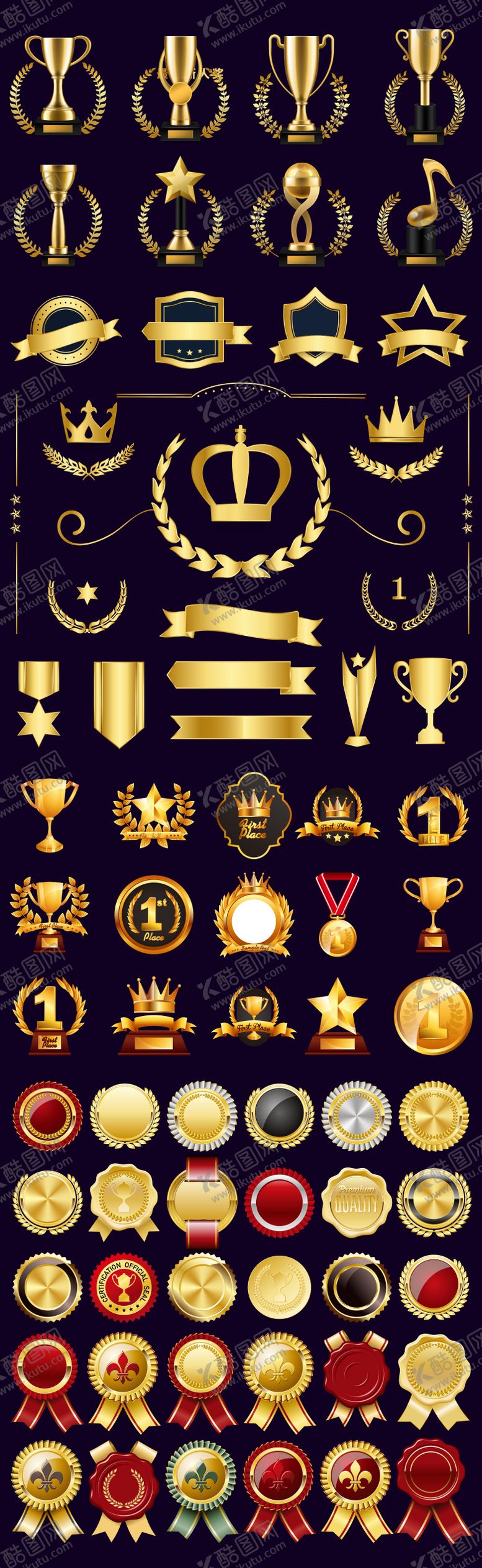 编号：64717801041842363809【酷图网】源文件下载-黑金奖杯徽章