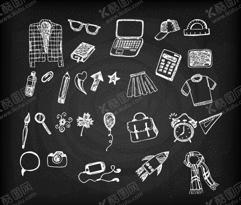 编号：99783110122035007521【酷图网】源文件下载-黑白手绘涂鸦