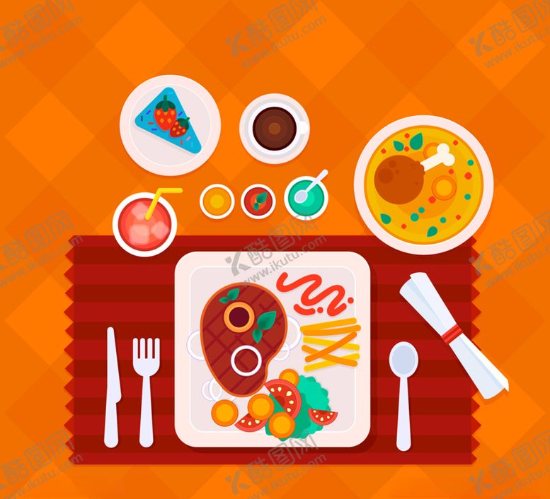 编号：91724310190950311961【酷图网】源文件下载-美味菜肴俯视图矢量素材