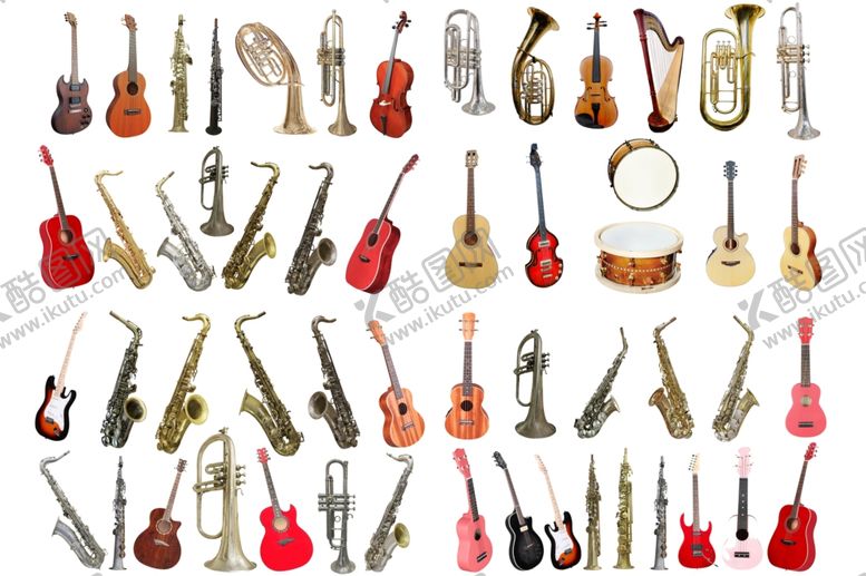 编号：94775710302327532019【酷图网】源文件下载-54种吉他萨克斯等乐器高清PS