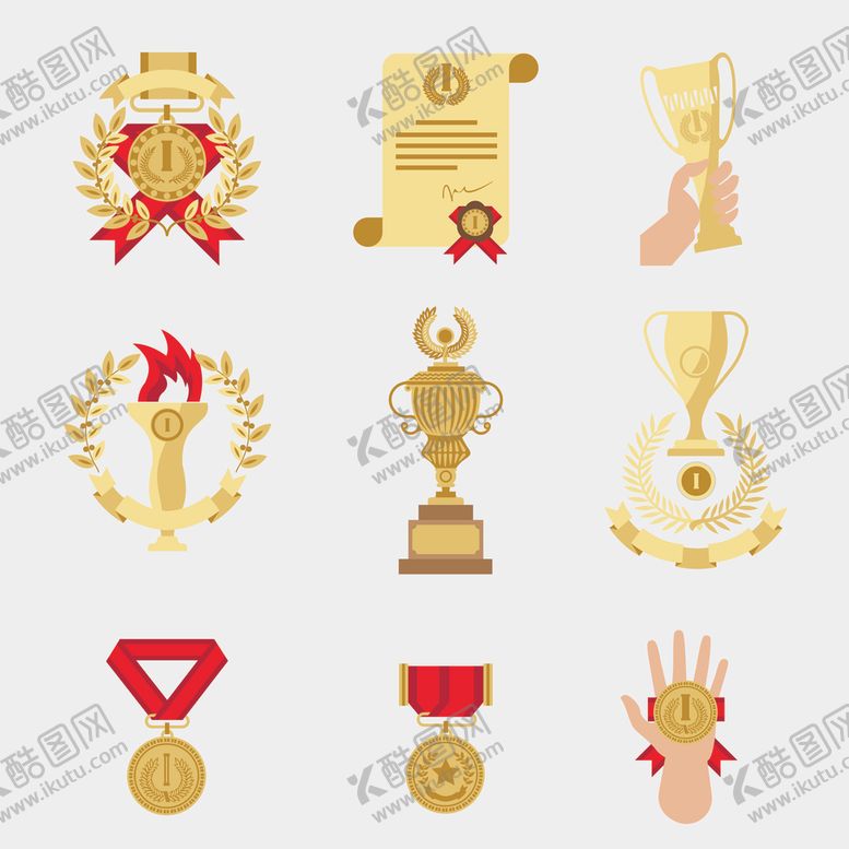 编号：99327604012347013238【酷图网】源文件下载-荣誉奖杯奖牌