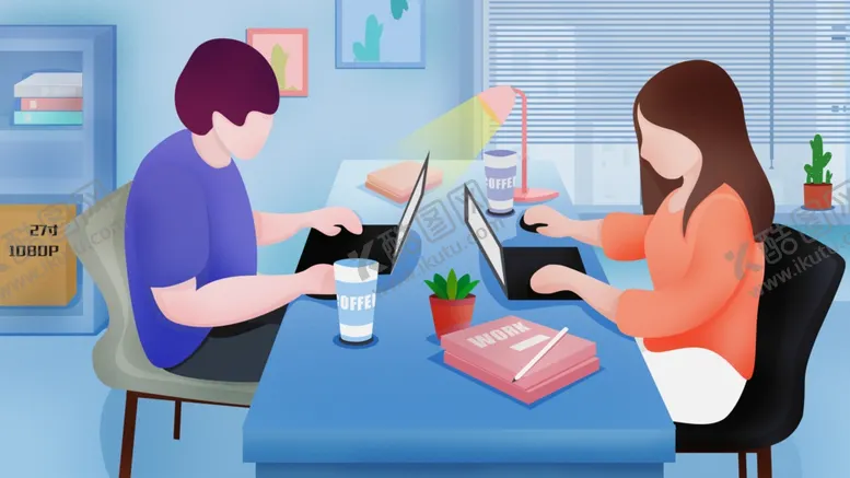 编号：88953209092353453912【酷图网】源文件下载-扁平化科技办公插画