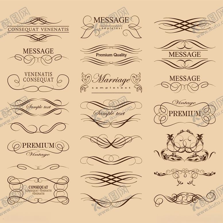 编号：53434011181541107141【酷图网】源文件下载-复古装饰性花纹标志集合