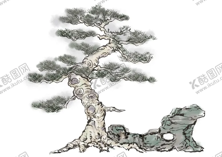 编号：21485305051433047525【酷图网】源文件下载-水墨中国风迎客松