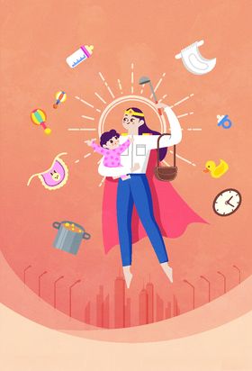 全能父母卡通儿童插画