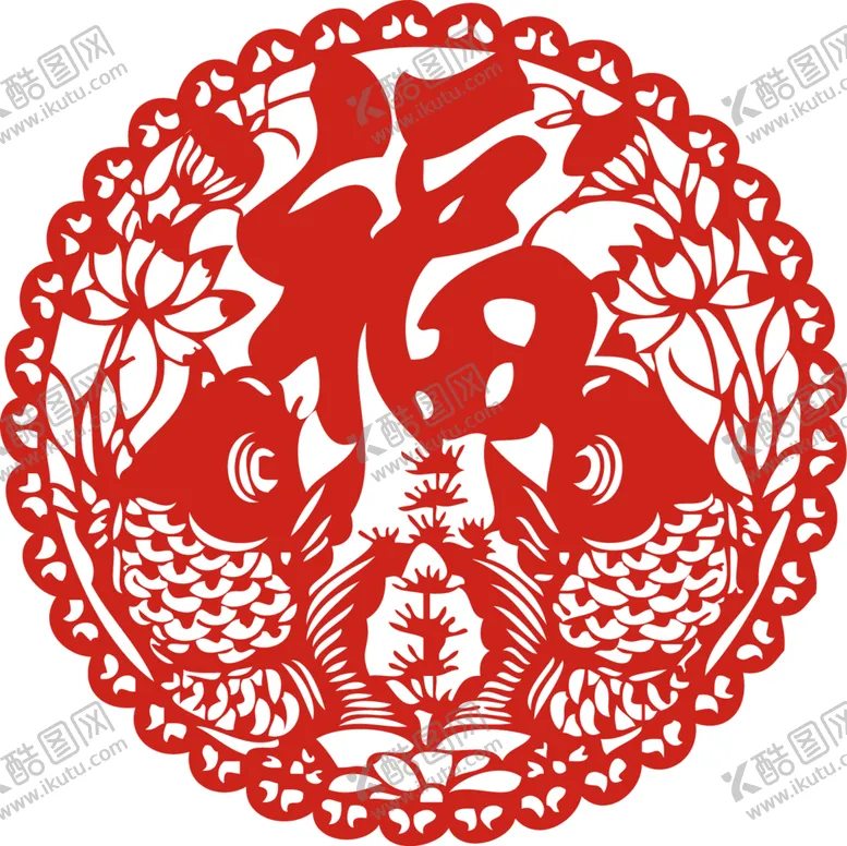 编号：16364304152201132462【酷图网】源文件下载-新年剪纸福字