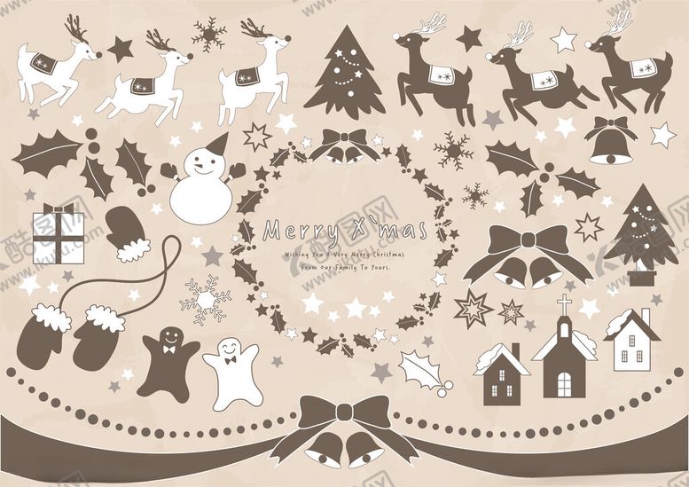编号：68547410050135351080【酷图网】源文件下载-圣诞装饰元素集合