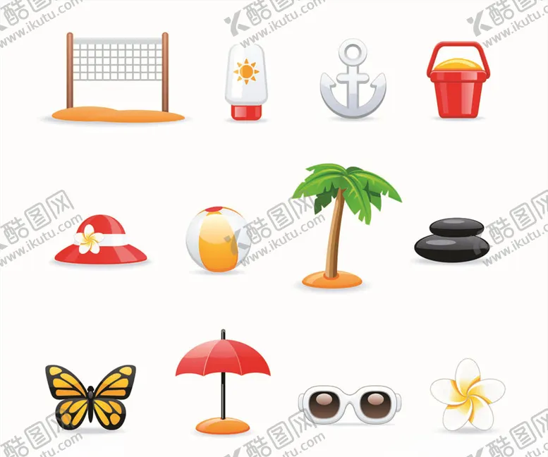 编号：45663010060316512446【酷图网】源文件下载-矢量度假旅游元素