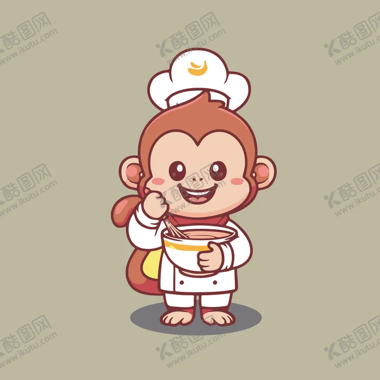 编号：51549002090849515478【酷图网】源文件下载-小猴厨师矢量卡通儿童插画图片