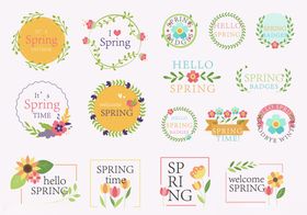 春季花卉主题装饰图标集