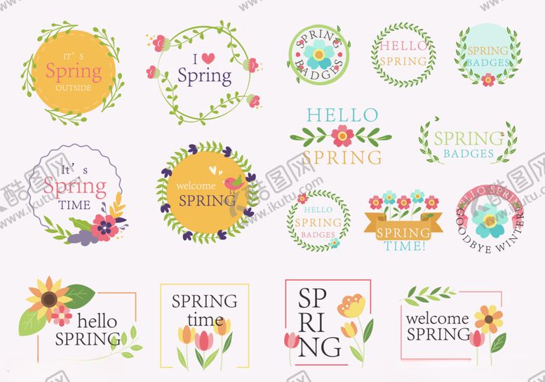 编号：28954404042133412626【酷图网】源文件下载-春季花卉主题装饰图标集