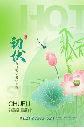 初伏时节荷花与竹景