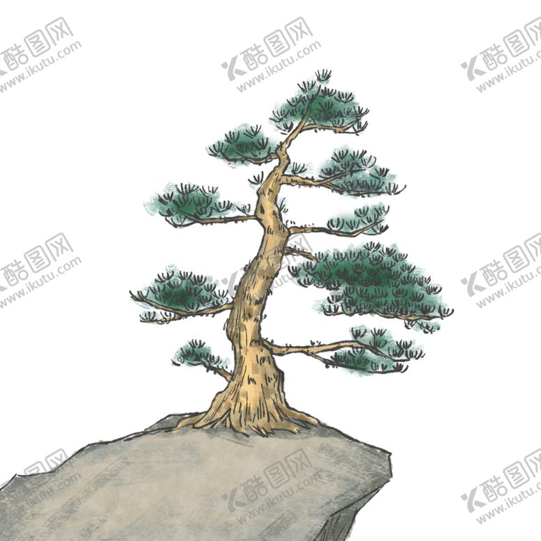 水墨松树中国风素材国画海报设计丛