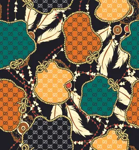 链条数码印花小碎花大牌扎染