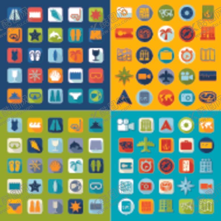 编号：17374604242121322075【酷图网】源文件下载-多彩扁平化图标集合